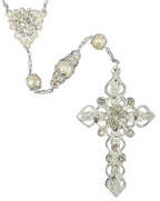 Silver Pearl and Crystal Bead Wedding Rosary