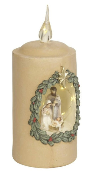 7.5" Holy Family in LED Candle