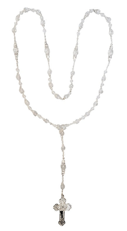 Silver Crystal Bead Wedding Rosary