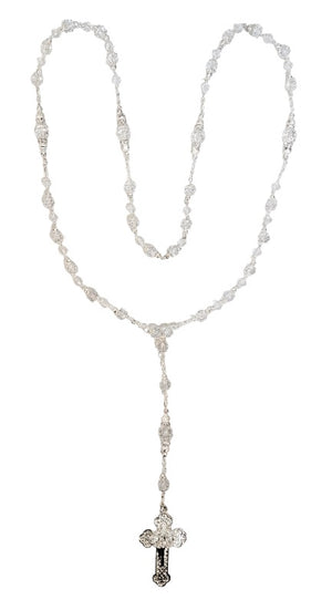 Silver Crystal Bead Wedding Rosary