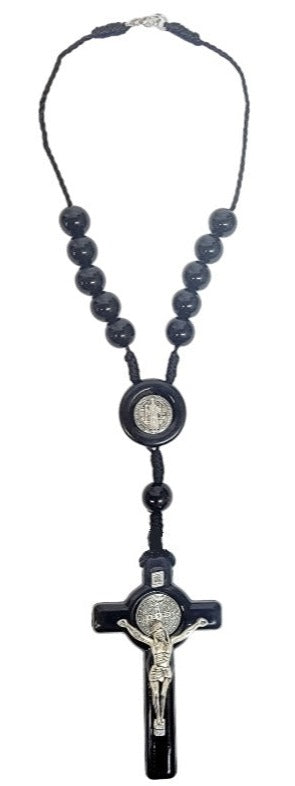 Saint Benedict Wood Cord Car Rosary (MORE COLORS)
