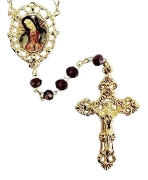 Our Lady of Guadalupe Garnet Crystal Rosary
