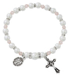 White Pearl Birthstone Rosary Stretch Bracelet (MORE COLORS)