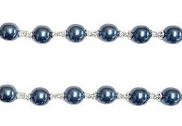 Jesus Blue Metallic Rosary