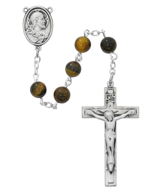 Sacred Heart of Jesus Tiger Eye Rosary