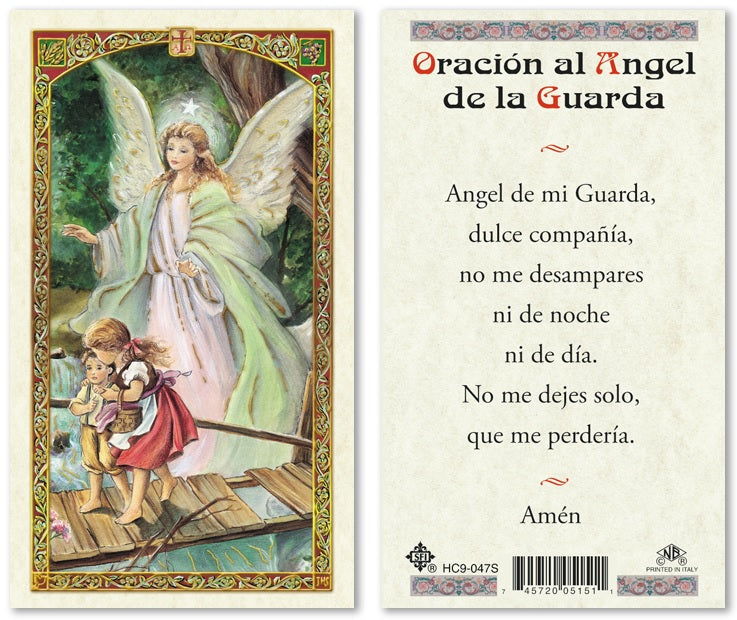 Prayer to Your Guardian Angel Holy Prayer Card Laminated (ENGLISH/SPAN –  San Juan Basilica Giftshop