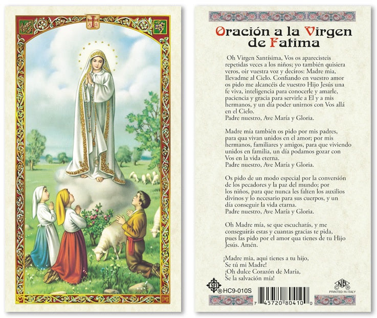 Fatima Prayer Holy Prayer Card Laminated (ENGLISH/SPANISH) – San Juan ...