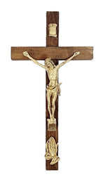 Wood Crucifix with Praying Hands (MORE SIZES)