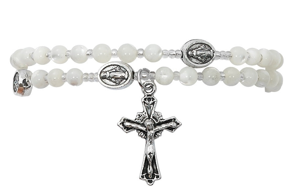 Miraculous Mother of Pearl Twistable Rosary Bracelet