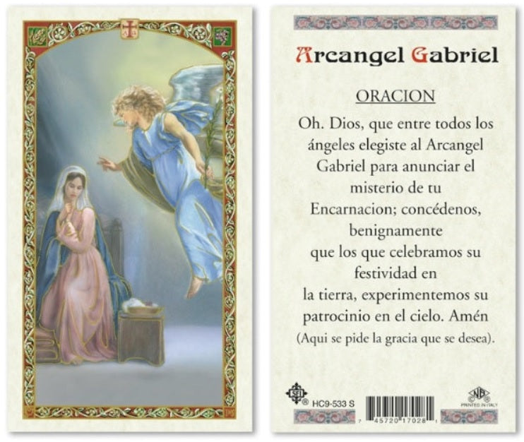 Novena to Archangel Gabriel Holy Prayer Card Laminated (ENGLISH/SPANISH)