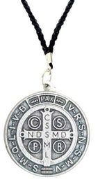 30" St. Benedict Medal Black Cord Necklace