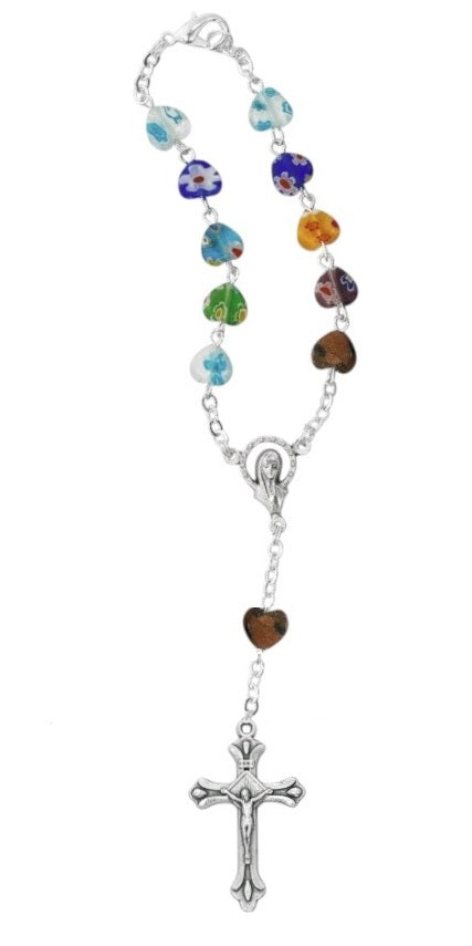 Murano Glass Heart Car Rosary