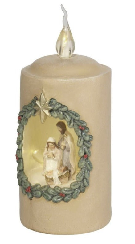 7.5" Holy Family in LED Candle