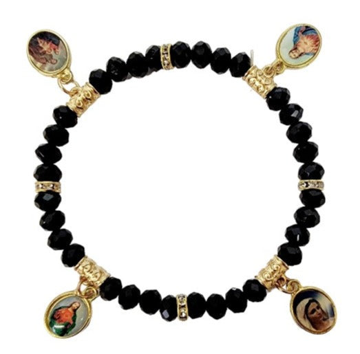 4 Medal Dangle Stretch Bracelet (MORE COLORS)