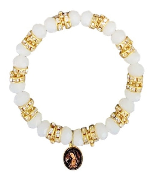 Our Lady Of Guadalupe Crystal Stretch Bracelet (MORE COLORS)