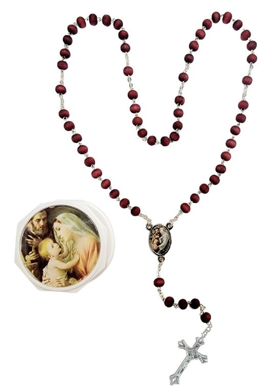 Rose Wood Scented Rosary with Case (MORE SAINTS)