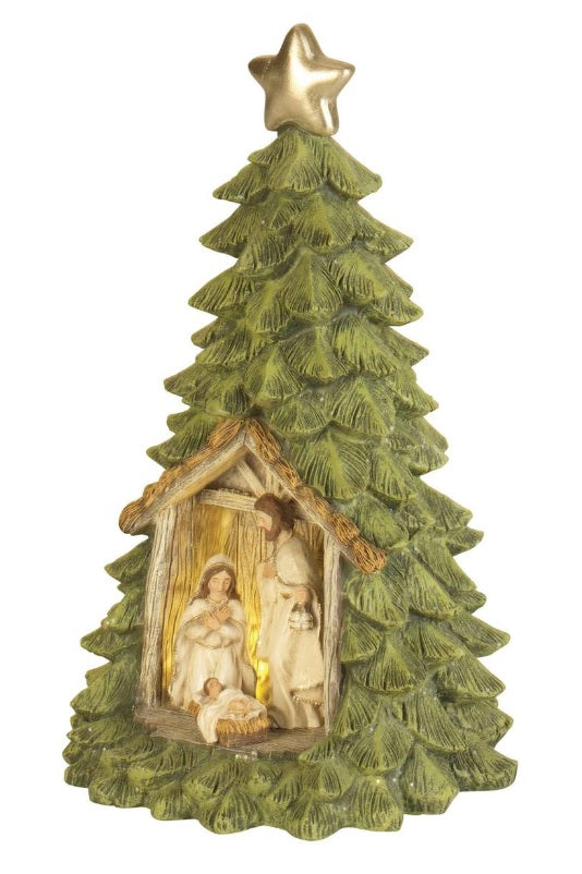 9.75" Holy Family in LED Christmas Tree