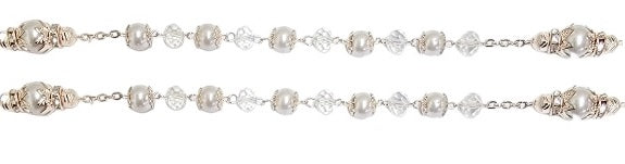 Rose Gold Pearl and Crystal Bead Wedding Rosary