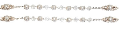 Rose Gold Pearl and Crystal Bead Wedding Rosary