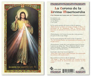 The Chaplet of the Divine Mercy Holy Prayer Card Laminated (ENGLISH/SPANISH)