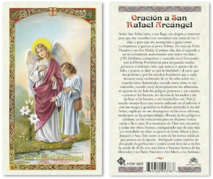 Prayer to Saint Raphael the Archangel Holy Prayer Card Laminated (ENGLISH/SPANISH)