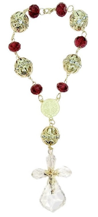 Saint Benedict Medal Crystal Car Rosary (MORE COLORS)