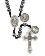 Navy Hematite with Saint Michael Rosary