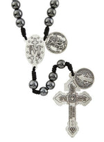 Firefighter Hematite with Saint Michael Rosary