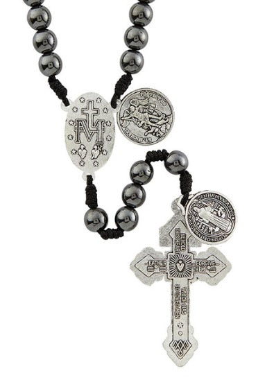 Air Force Hematite with Saint Michael Rosary