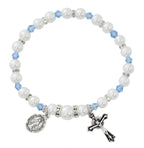 White Pearl Birthstone Rosary Stretch Bracelet (MORE COLORS)
