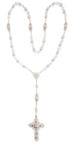 Rose Gold Pearl and Crystal Bead Wedding Rosary