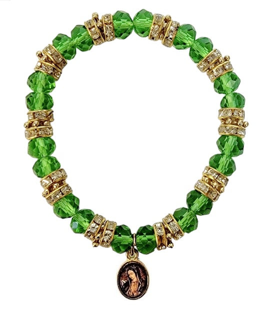 Our Lady Of Guadalupe Crystal Stretch Bracelet (MORE COLORS)