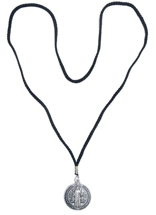 30" St. Benedict Medal Black Cord Necklace