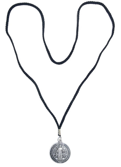 30" St. Benedict Medal Black Cord Necklace