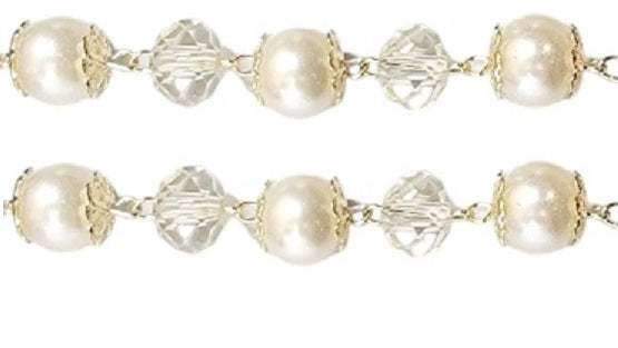 Gold Pearl and Crystal Bead Wedding Rosary