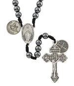 Navy Hematite with Saint Michael Rosary