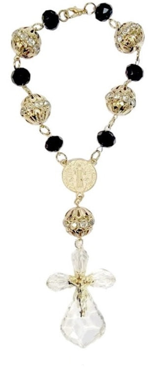 Saint Benedict Medal Crystal Car Rosary (MORE COLORS)