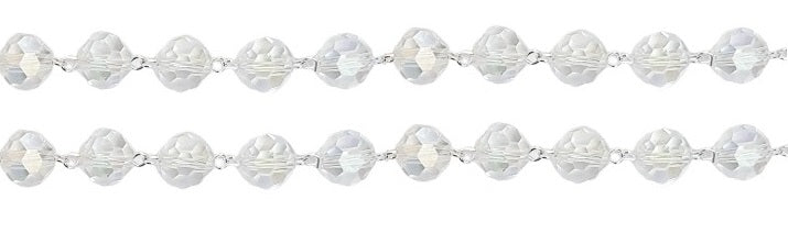 10mm Silver Clear Crystal Wedding Lasso