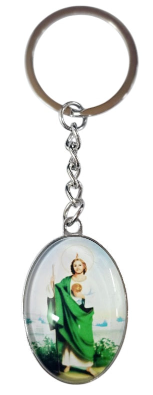 Assorted Saint Oval Bubble Double Sided Key Chain (MORE SAINTS)