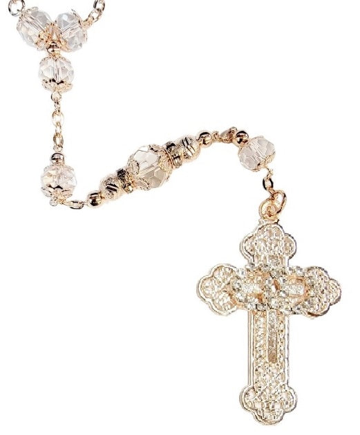 Rose Gold Crystal Bead Wedding Rosary