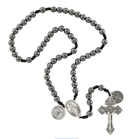 Air Force Hematite with Saint Michael Rosary