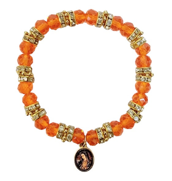 Our Lady Of Guadalupe Crystal Stretch Bracelet (MORE COLORS)