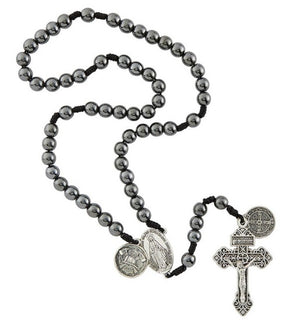 Firefighter Hematite with Saint Michael Rosary