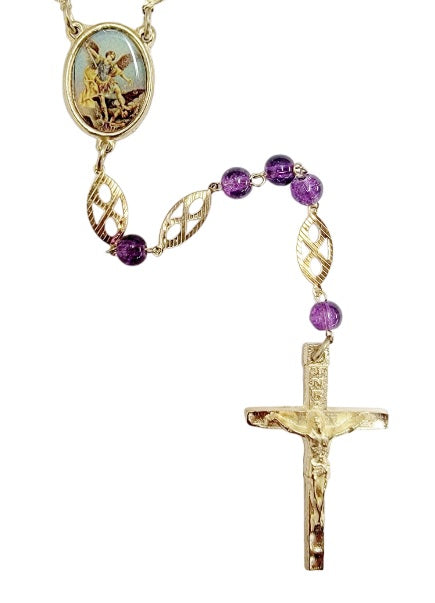 Saint Michael Marbleized Rosary