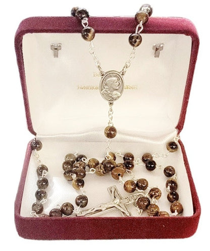 Sacred Heart of Jesus Tiger Eye Rosary