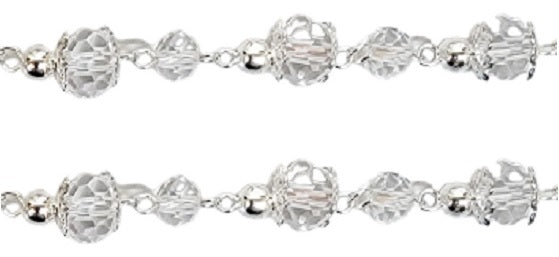 Silver Crystal Bead Wedding Rosary
