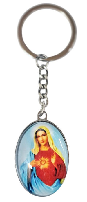 Assorted Saint Oval Bubble Double Sided Key Chain (MORE SAINTS)