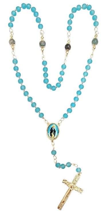 Our Lady of Grace Matte Blue Rosary