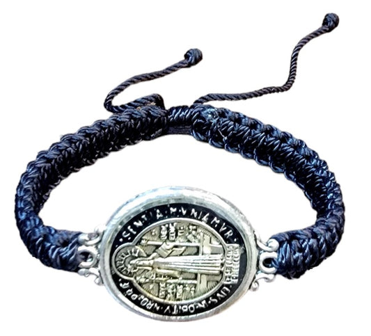 Saint Benedict Large Medal Cord Bracelet (MORE COLORS)