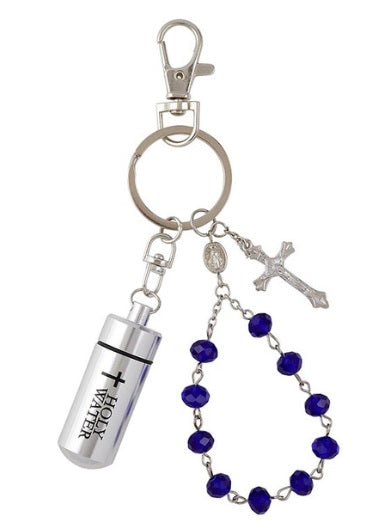 Holy Water with Hematite One Decade Rosary Key Chain (MORE COLORS)